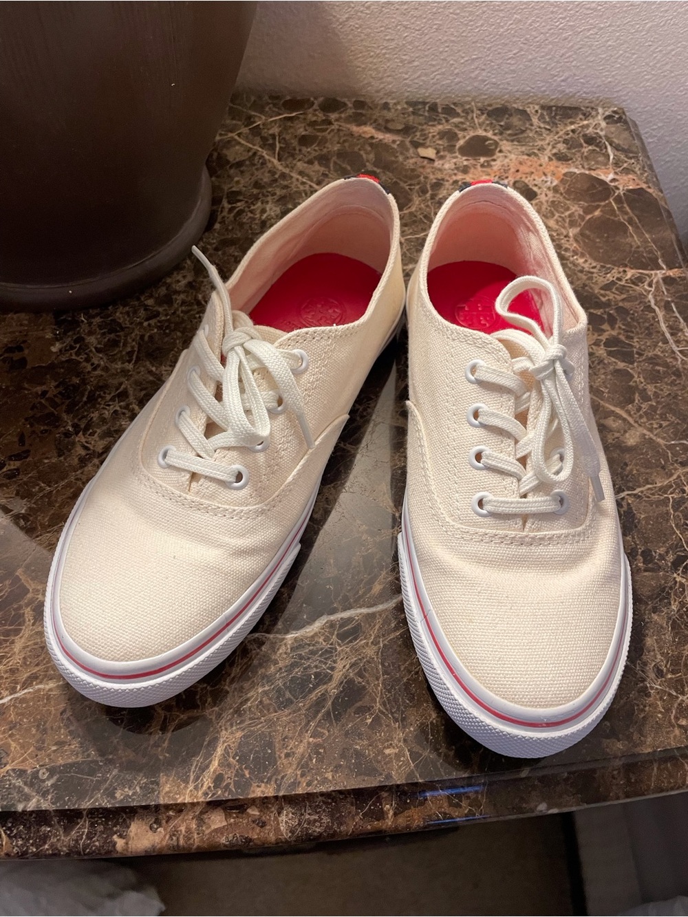 Tory Burch Cream Canvas Sneakers size 7.5